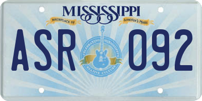 MS license plate ASR092