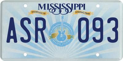 MS license plate ASR093