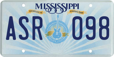 MS license plate ASR098