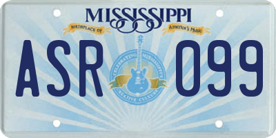 MS license plate ASR099