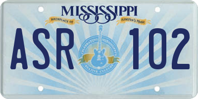 MS license plate ASR102