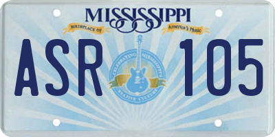 MS license plate ASR105