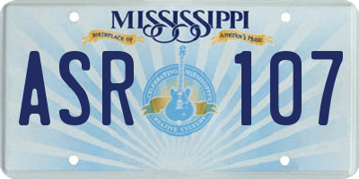 MS license plate ASR107