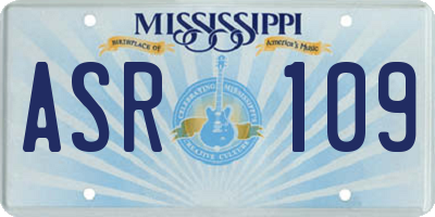 MS license plate ASR109