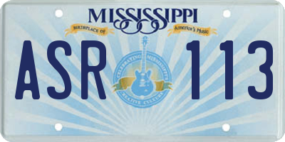 MS license plate ASR113
