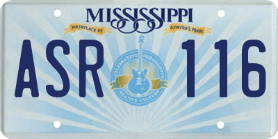 MS license plate ASR116