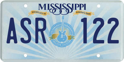 MS license plate ASR122