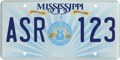 MS license plate ASR123
