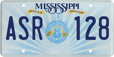 MS license plate ASR128