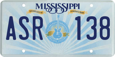 MS license plate ASR138