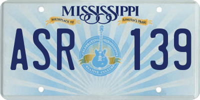 MS license plate ASR139
