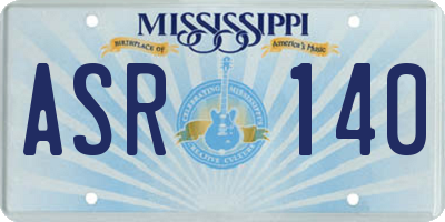 MS license plate ASR140
