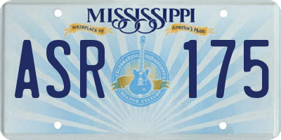 MS license plate ASR175