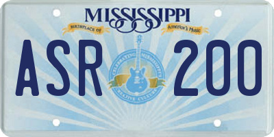 MS license plate ASR200