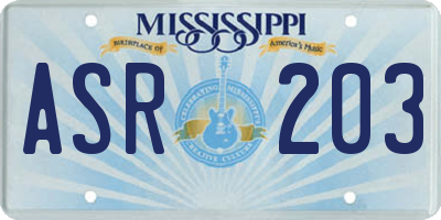MS license plate ASR203