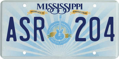 MS license plate ASR204
