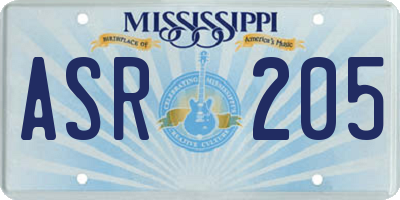 MS license plate ASR205