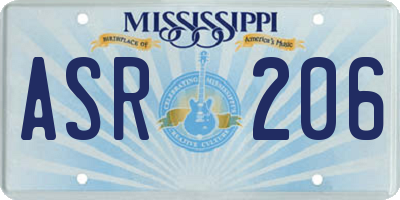 MS license plate ASR206