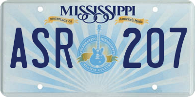 MS license plate ASR207