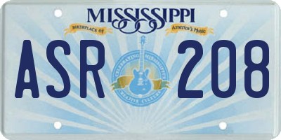 MS license plate ASR208