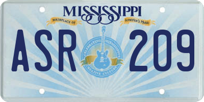 MS license plate ASR209