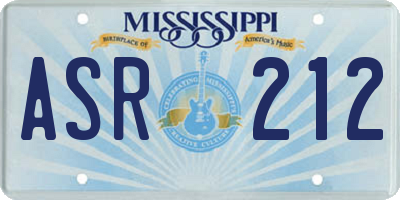 MS license plate ASR212