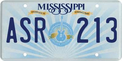 MS license plate ASR213