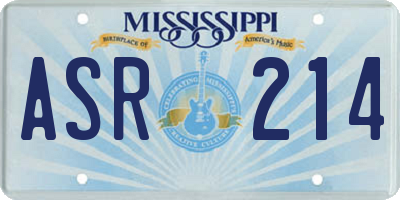 MS license plate ASR214