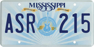 MS license plate ASR215