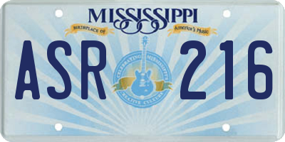 MS license plate ASR216