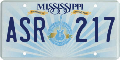 MS license plate ASR217
