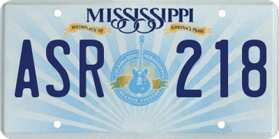 MS license plate ASR218