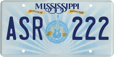 MS license plate ASR222
