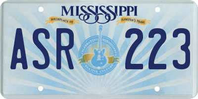 MS license plate ASR223