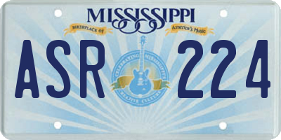 MS license plate ASR224
