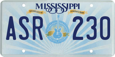 MS license plate ASR230