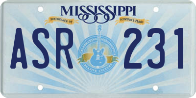 MS license plate ASR231