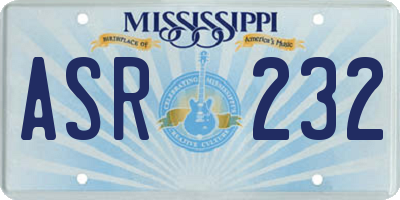 MS license plate ASR232