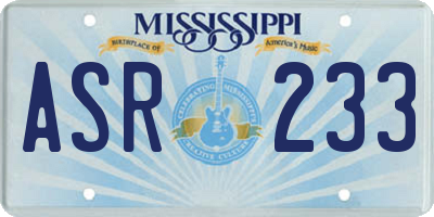 MS license plate ASR233