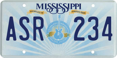 MS license plate ASR234