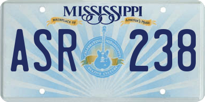 MS license plate ASR238