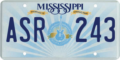 MS license plate ASR243