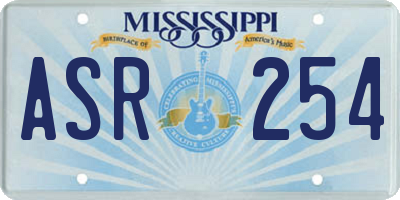 MS license plate ASR254