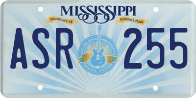 MS license plate ASR255