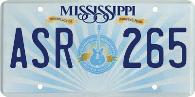 MS license plate ASR265