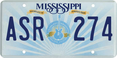 MS license plate ASR274