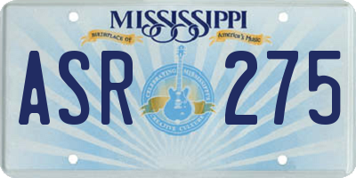 MS license plate ASR275