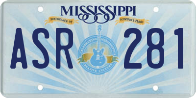 MS license plate ASR281