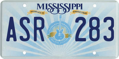 MS license plate ASR283