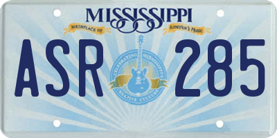 MS license plate ASR285